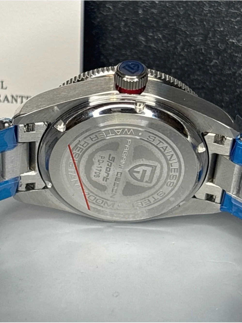 PAGANI DESIGN Black and Blue GMT Automatic Men's Stainless Steel Watch 41mm